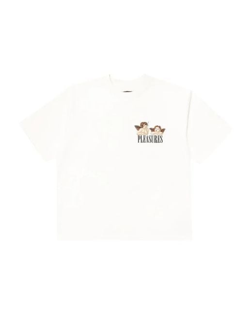 Pleasures White Embroidered Short-Sleeve T-Shirt for men
