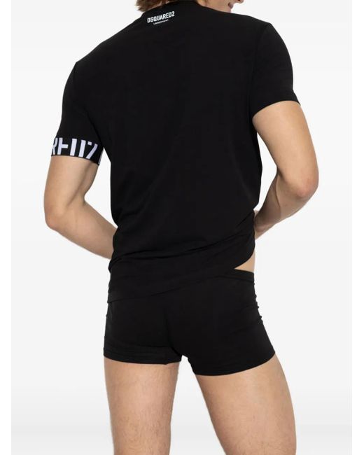 DSquared² Black Logo-Band Short-Sleeve T-Shirt for men