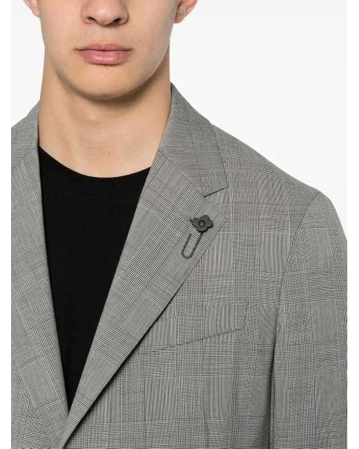 Lardini Gray Prince-Of-Wales-Check Wool Suit for men