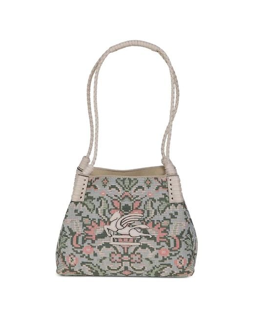 Etro White Small Libra Pegaso-Motif Tote Bag