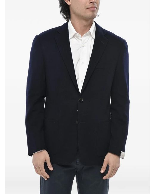 Corneliani Blue Single-Breasted Patch-Pocket Blazer for men