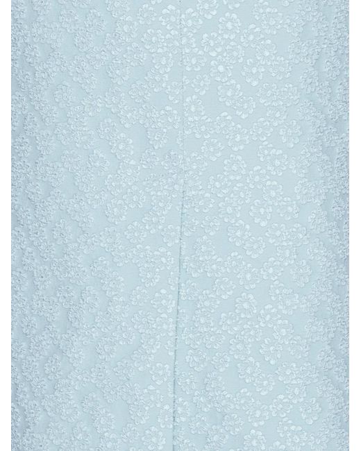 ROTATE BIRGER CHRISTENSEN Blue Chic Jacquard Midi Dress With Puff Sleeves