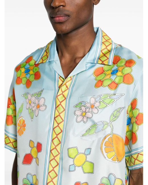 Camisa Yoruba Flowers Casablancabrand de hombre de color Blue