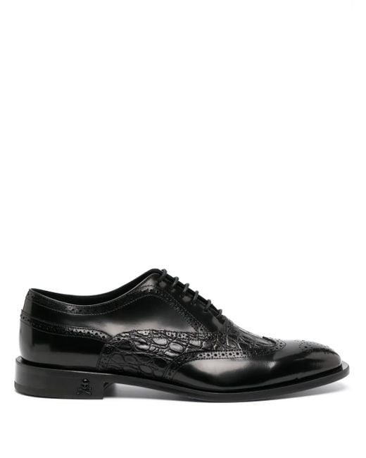 Philipp Plein Black Leather Derby Oxford Shoes for men