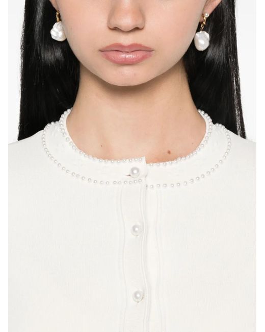 Sandro White Cardigan Mit Perlendetail