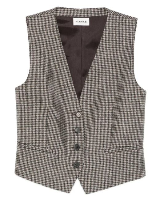 P.A.R.O.S.H. Gray Checked-Pattern Waistcoat