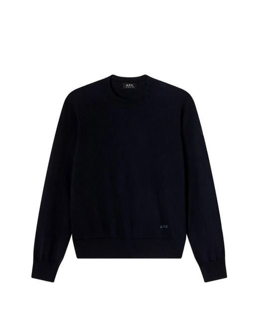 A.P.C. Blue Logo-Embroidered Wool Sweater