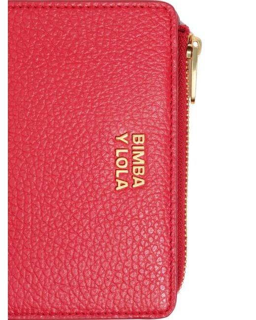 Bimba Y Lola Leren Portemonnee Met Logoplakkaat in het Red