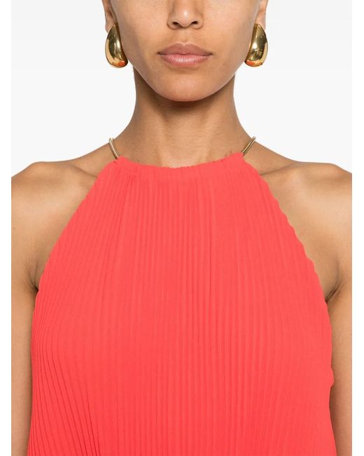 MICHAEL Michael Kors Red Pleated Long Jumpsuit