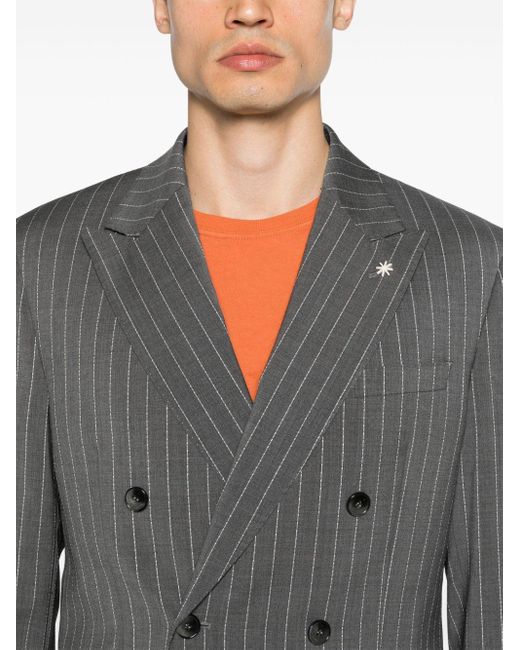 Manuel Ritz Gray Pinstriped Double-breasted Suit for men