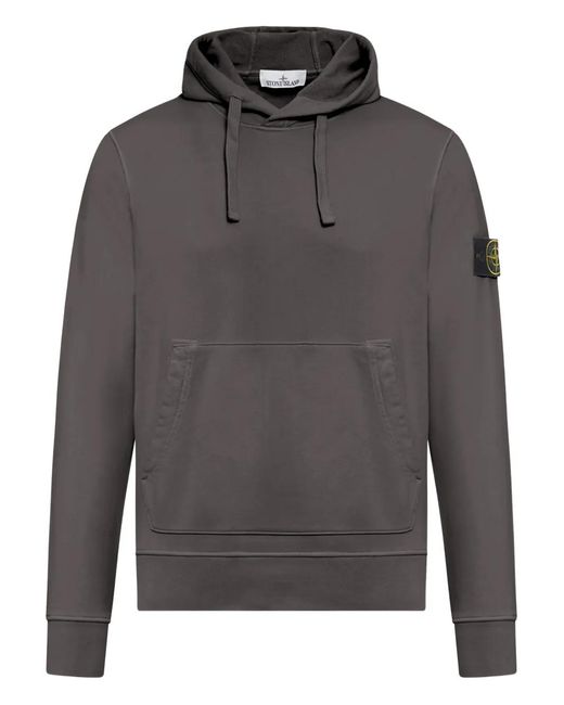 Stone Island Gray Drawstring Hood Sweatshirt With Pocket for men
