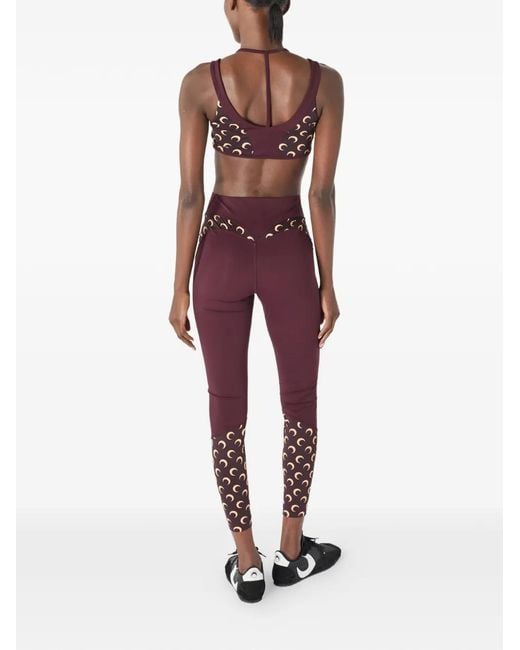 MARINE SERRE Red Moon-Print Panelled Leggings