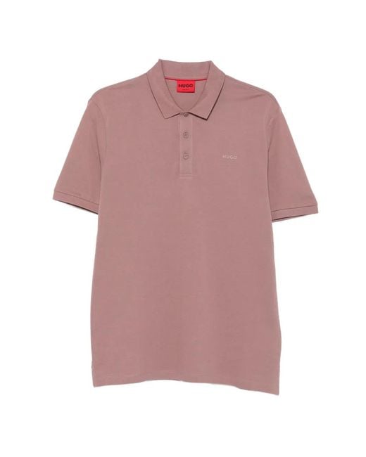 Boss Pink Logo-Print Cotton Polo Shirt for men