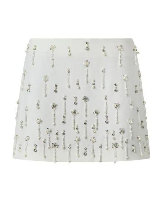Pinko White Beaded-Embellished Mini Skirt