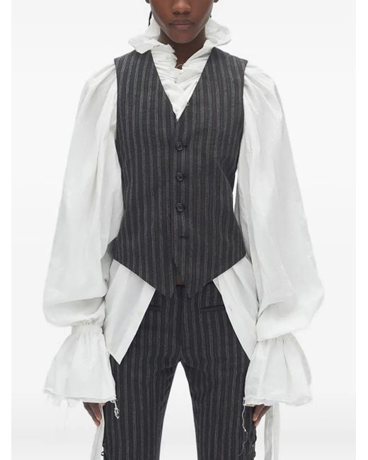 Ann Demeulemeester Stanse Pinstripe Waistcoat Gray