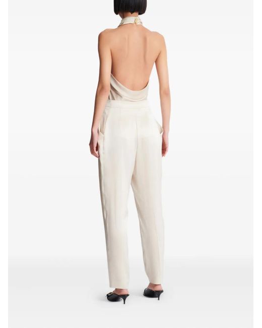 Pantalon En Soie À Taille Haute Balmain en coloris White