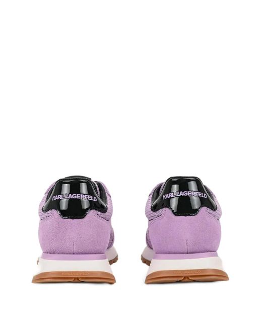 Karl Lagerfeld Purple Mesh-Panel Suede Sneakers