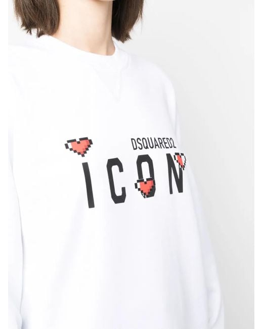 DSquared² White Icon-Print Cotton Sweatshirt