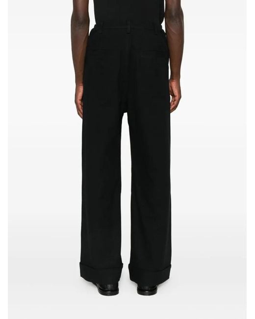 JOE CHIA Black Dooku Cuffed Straight Trousers for men