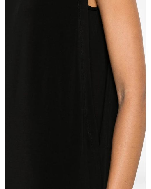 Issey Miyake Black Sleeveless Boat-Neck Midi Dress