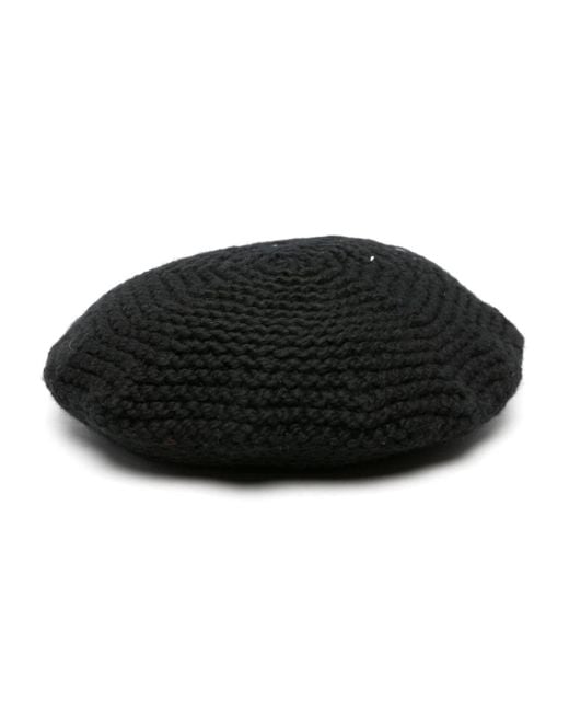 Maison Margiela Black Chunky-knit Beret Hat for men