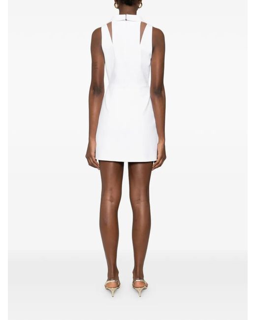 Elisabetta Franchi White Robe Courte À Logo Appliqué