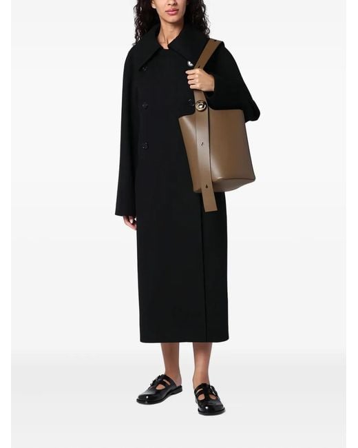 Loewe Black Double-Breasted Wool Coat