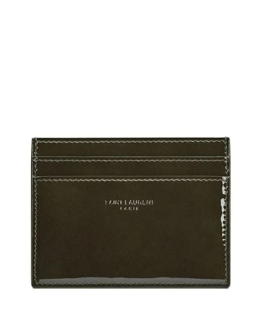 Saint Laurent Brown Patent-Leather Card Holder