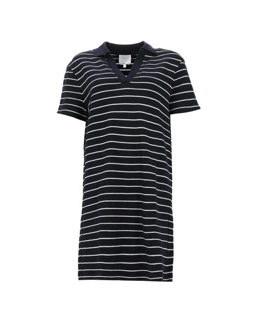 A.P.C. Black Striped-Pattern Cotton Mini Dress