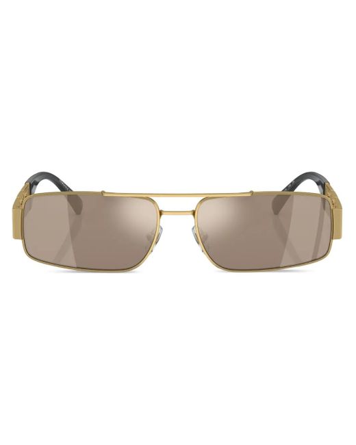 Versace Brown Logo-Plaque Rectangular-Frame Sunglasses