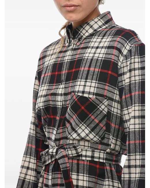 Woolrich White Checked Shirt Midi Dress