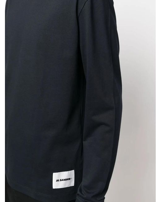 Jil Sander Blue Logo-patch Crew-neck T-shirt for men
