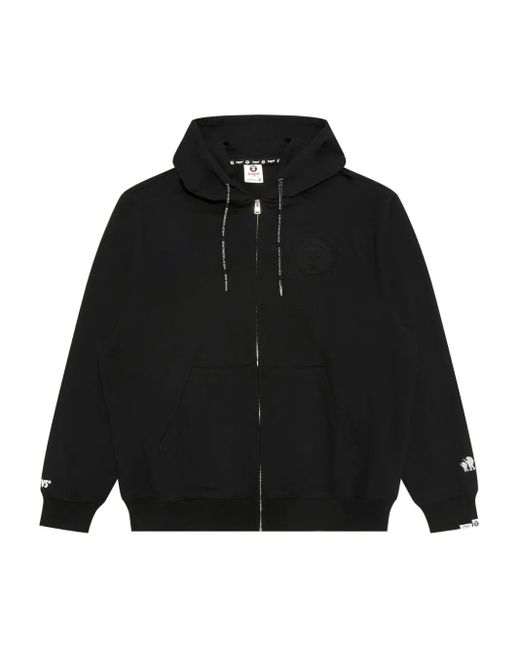 Felpa Con Cappuccio, Zip E Logo di Aape By A Bathing Ape in Black da Uomo