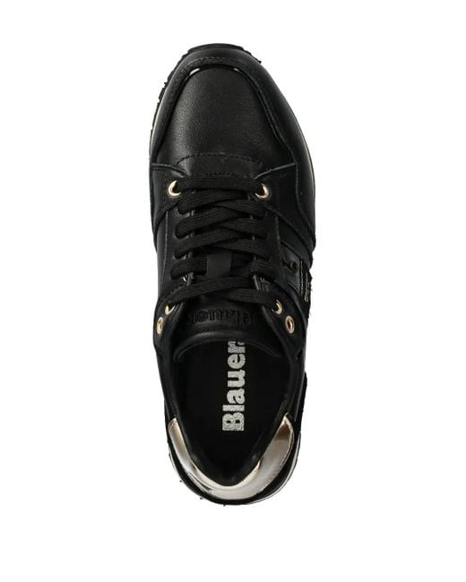 Blauer Black Panelled Sneakers