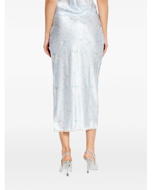 LoveShackFancy White Kalo Spitzen-Maxirock mit Blumen-Print