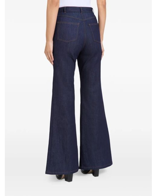 Florence & Fortitude Blue Flared Seam Denim Trousers