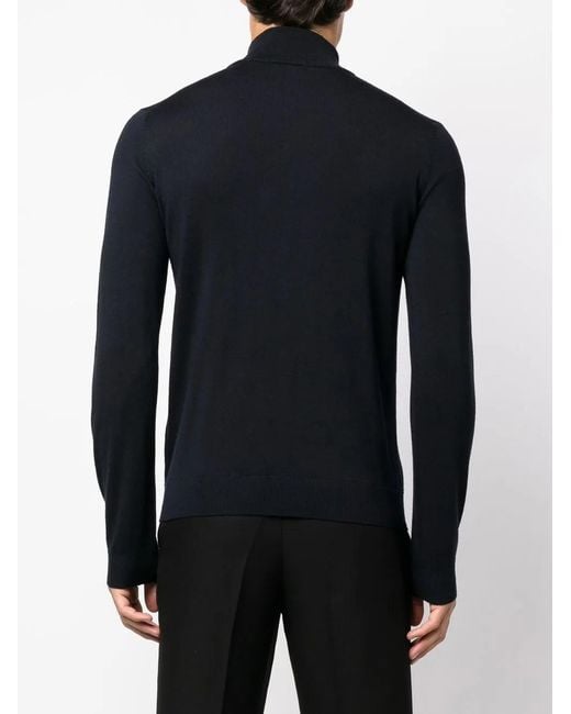 HUGO Blue Roll-Neck Virgin Wool Jumper for men