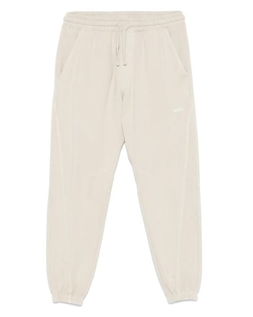 Boss White Logo-Print Track Pants for men