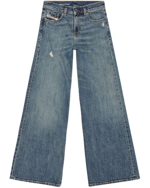 DIESEL Mid-waist Bootcut Jeans in het Blue