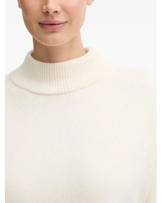DKNY White Ribbed High-Neck Sweater