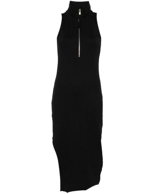 Thom Krom Black Decorative-stitching Side-slit Midi Dress
