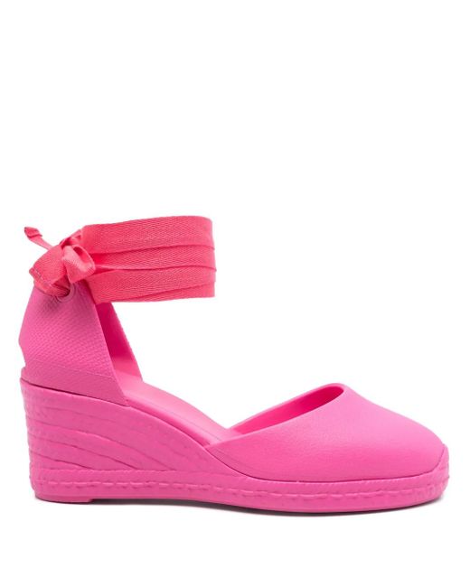 Castaner Pink 70Mm Careen Wedge Espadrilles