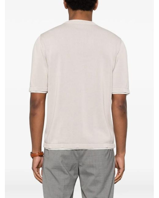 Eleventy White Round Neck Trim Sweater for men