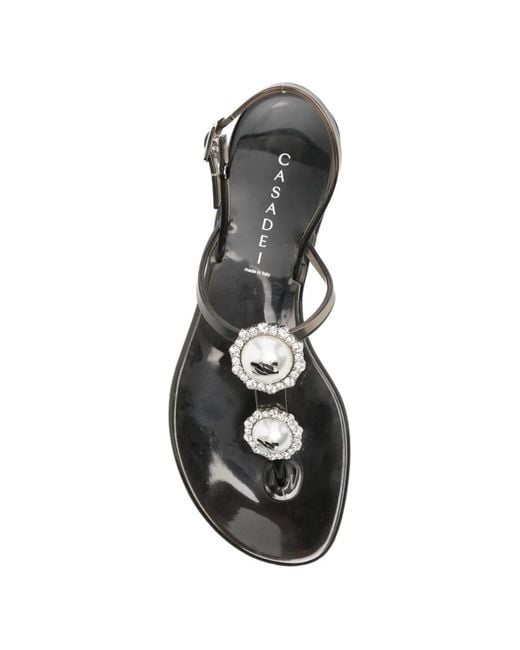 Casadei White Faux-Pearl Embellished Sandals