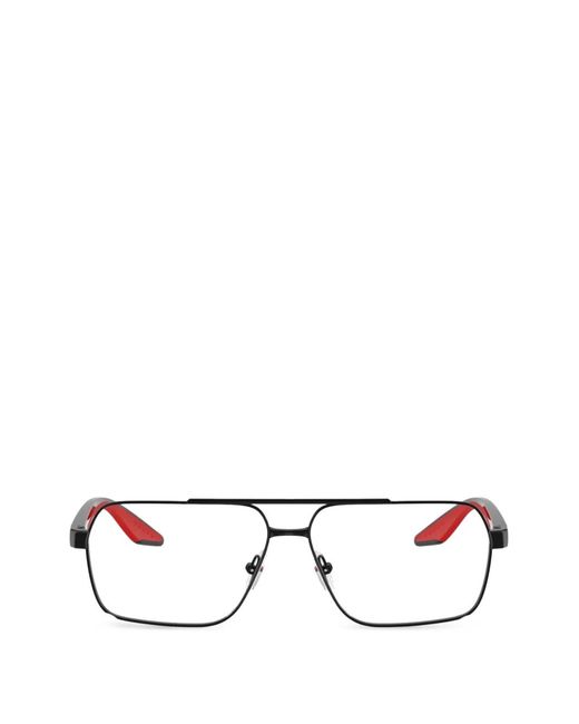 Prada Linea Rossa White Rectangle-Frame Glasses