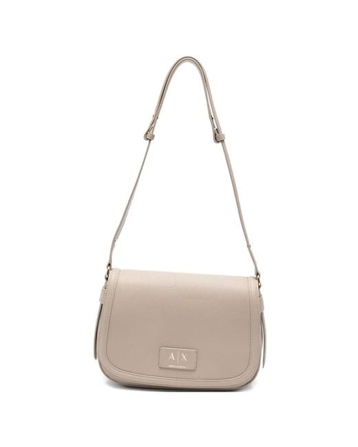 ARMANI EXCHANGE White Logo-Patch Shoulder Bag