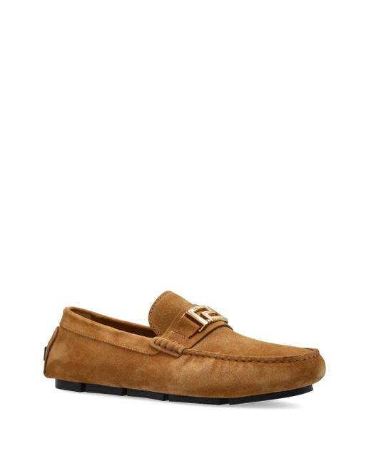 Versace Brown Suede Loafers for men