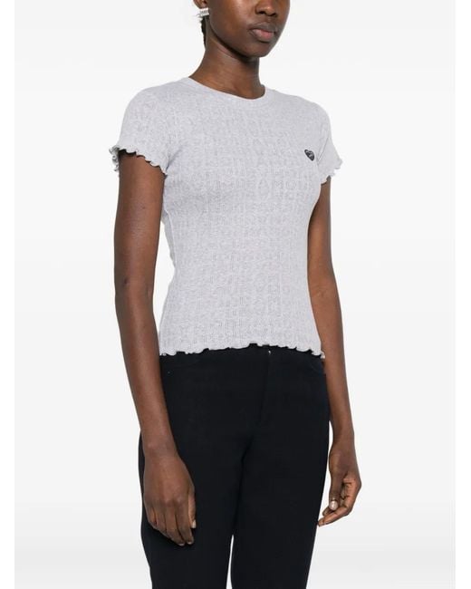 Maison Labiche White Ruffled Logo-Patch T-Shirt
