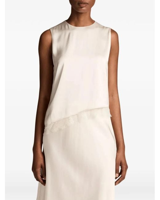 Vince Natural Lace-Trim Asymmetric Top