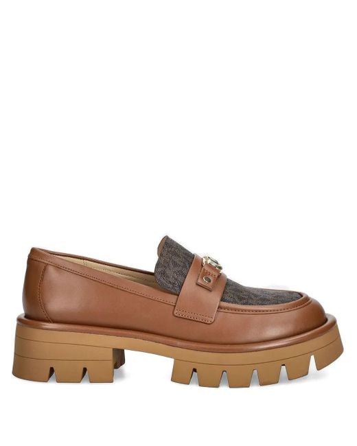 MICHAEL Michael Kors Brown 50Mm Mandy Monogram Platform Loafers